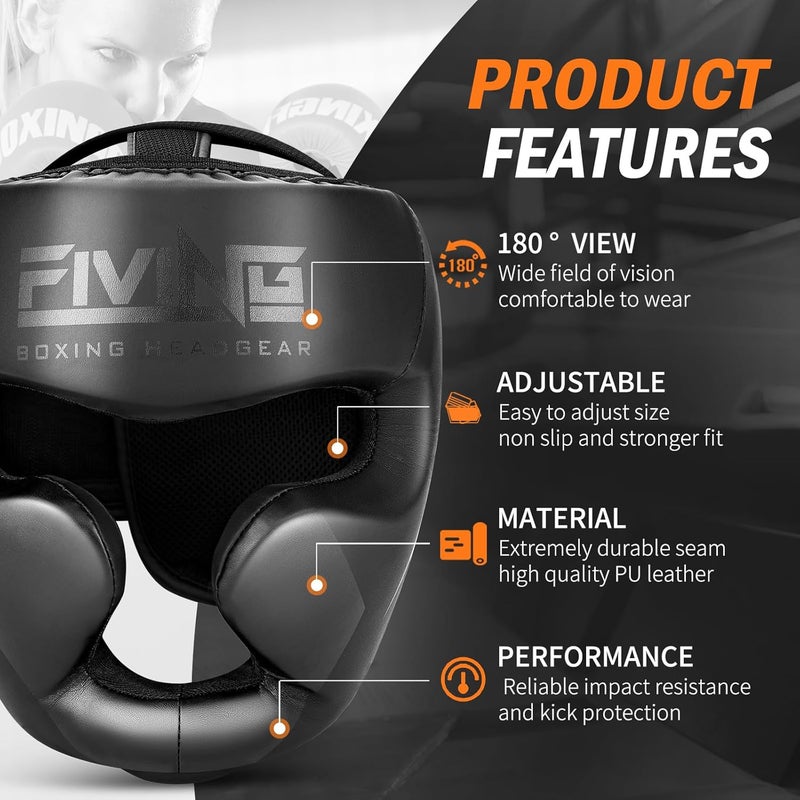 FIVING Headgear for Boxing,Martial Arts Headgear,Kickboxing Head Gear for Muay Thai,Grappling, Sparring, Kickboxing, Karate, Taekwondo - Image 2